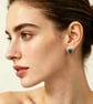Enamel square studs. Blue and turquoise enamel studs, enamel earrings, spirals,  - Image 2