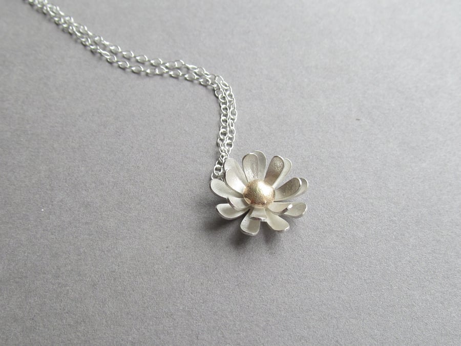 Little Silver and Gold Double Daisy Pendant