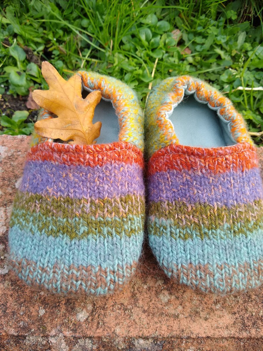 Handmade children's wool slippers or indoor shoes  UK kids Size 7  