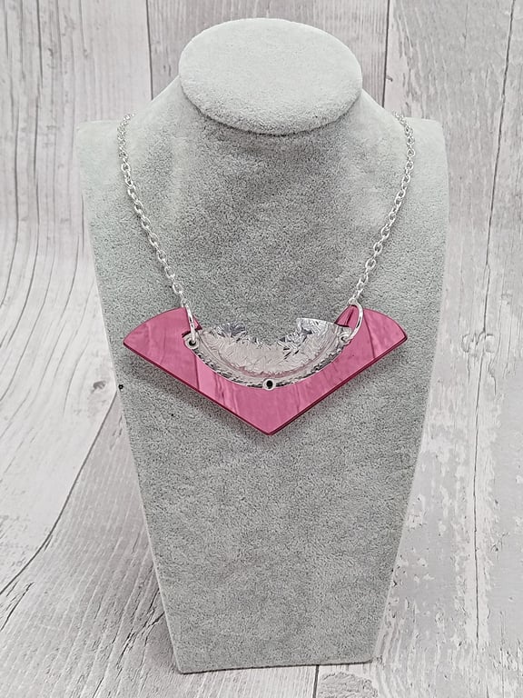 Recycled Aluminium Drink Can Base Metal, Pink Triangle Acrylic Necklace Pendant