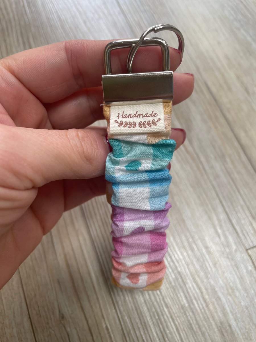 Pastel heart wristlet keychain 