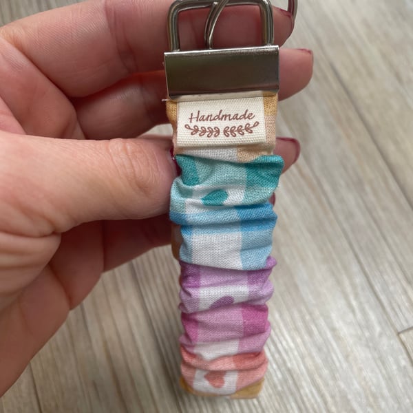 Pastel heart wristlet keychain 