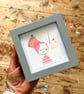 Miss Stitch - Framed Original Mini Illustration