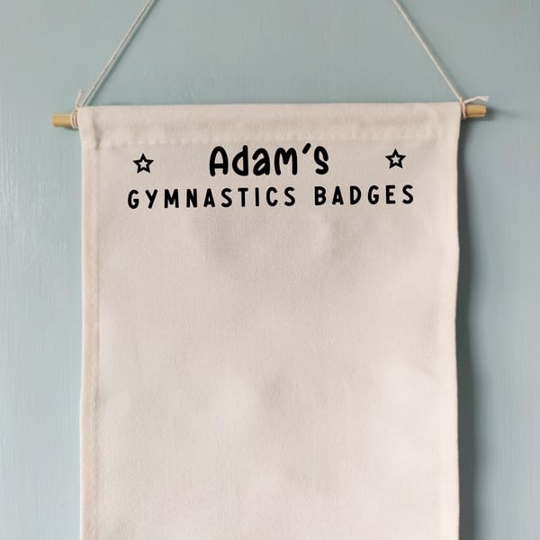 Personalised Cream Swimming Gymnastics Badge Display Banner 26 X 48cm