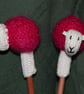 Hand Knitted Hot Pink Sheep Pen Topper - Image 2
