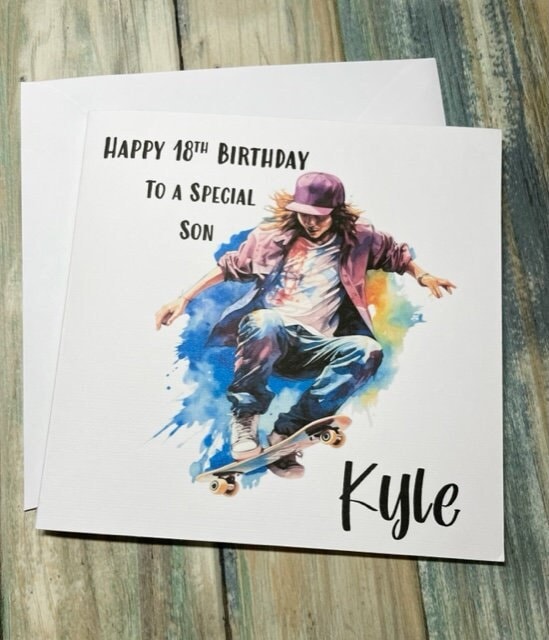 Skateboard Birthday Card Skater Happy Birthday Card for Son Brother Cousin 15th 