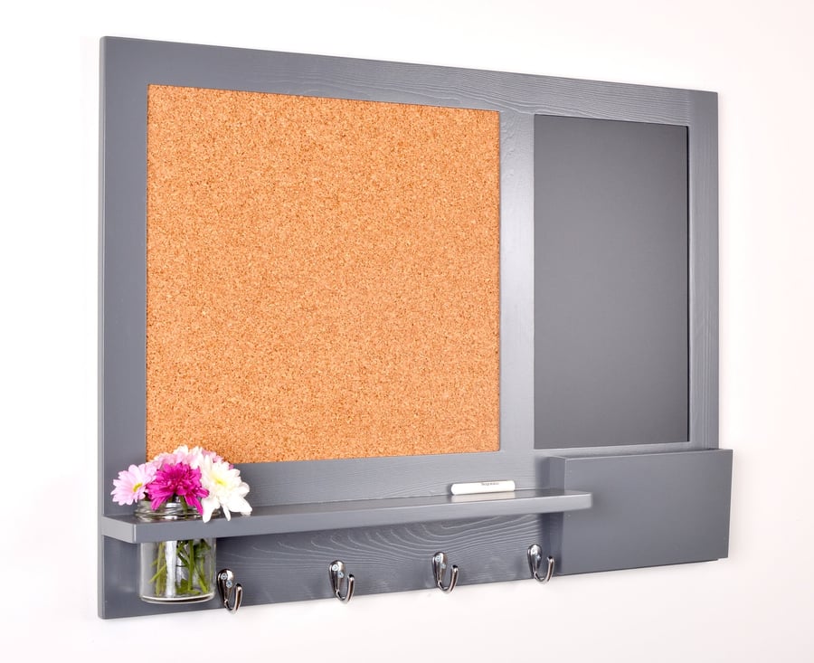 Chalkboard Pin Board Organiser in Grey