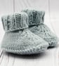 Hand Knitted Baby Booties Newborn Baby -  Pastel Blue - Image 3