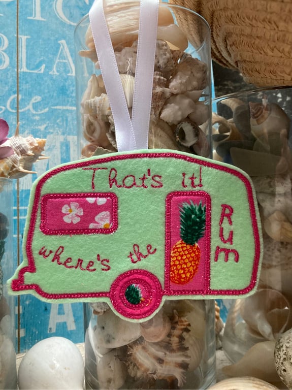 Caravan hanging sign gift for camper lover, gift for caravanner, rum gift camper