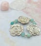 Upcycled silver plated copper rose bracelet with amazonite stones 