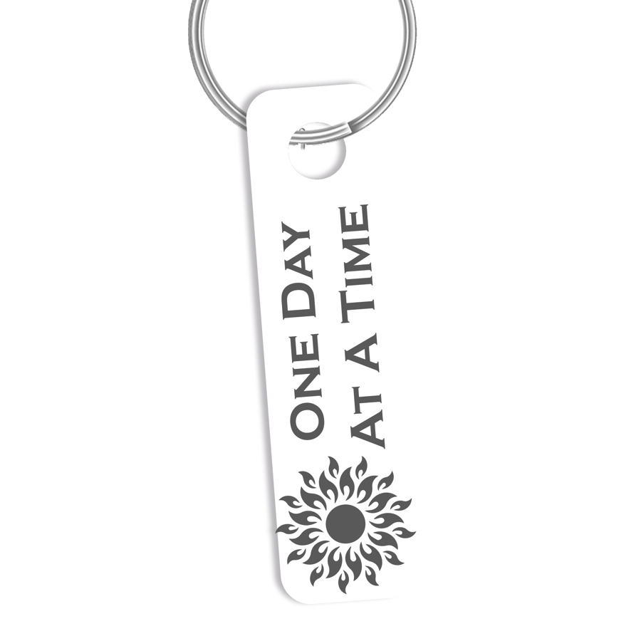 One Day At A Time Positive Keyring Keepsake Metal Health and Recovery Reminder