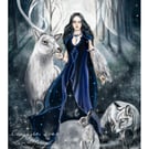Print "Midnight" Stag, Fox , Crow, Goddess,Hare Art Print