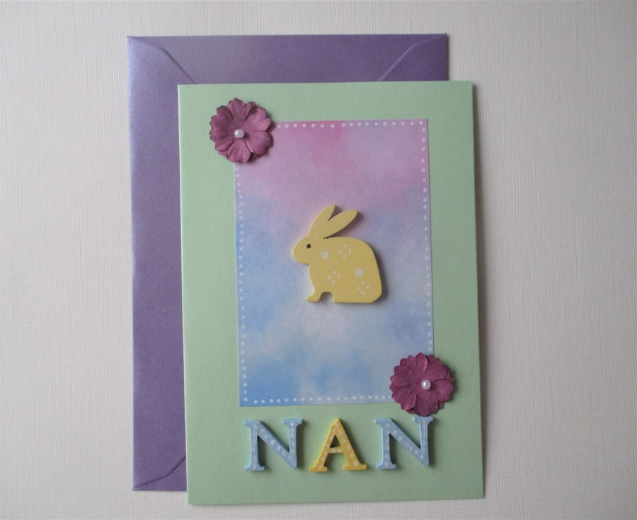 Nan Nanny Bunny Rabbit Blank Greeting Card for Birthday Easter or Any Occasion