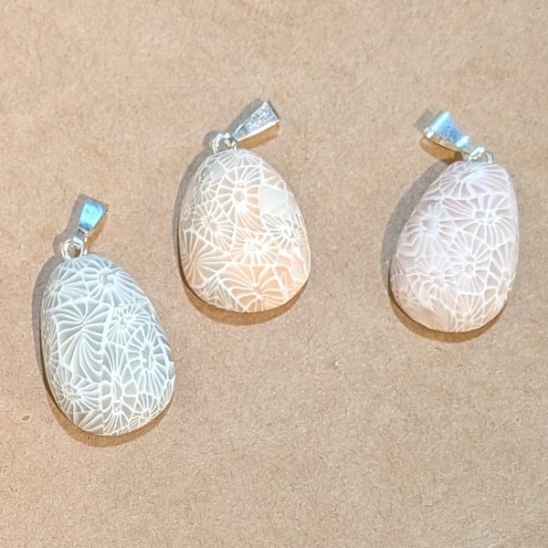 Fossil Style Polymer Clay Pendant Handmade Unique Jewellery