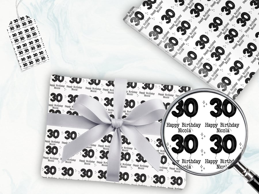 Personalised 30 wrapping paper 