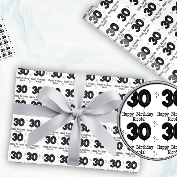 Personalised 30 wrapping paper 