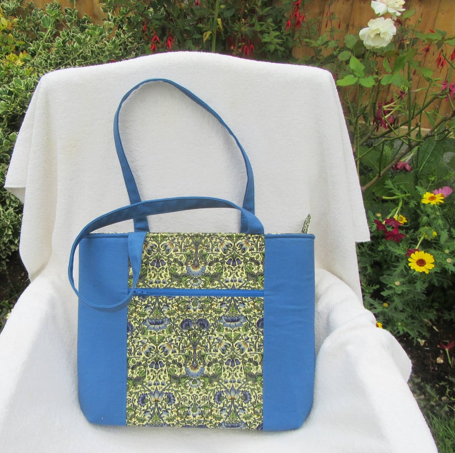 Blue Tote with zip closure
