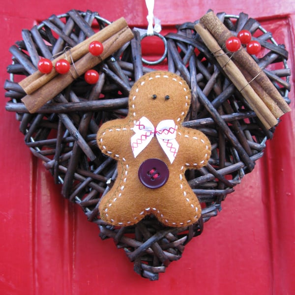 Felt gingerbread wicker heart