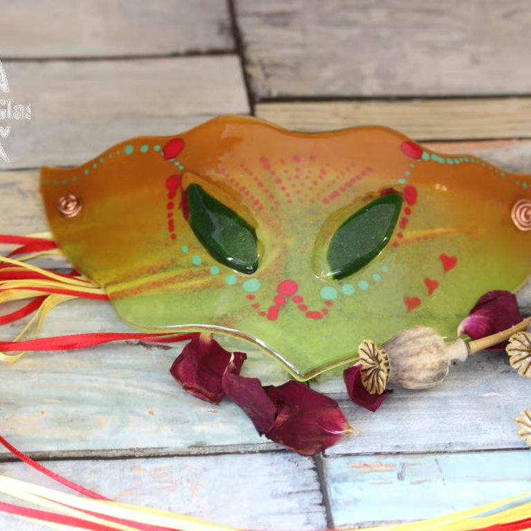 Elven style fused glass mask wall hanging , Summer Seconds