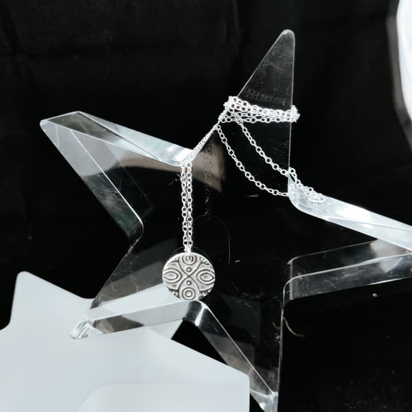 Fine Silver Pendant Necklace- Aztec