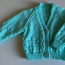 Turquoise Baby Cardigan, Newborn Cardigan, Handmade in the UK