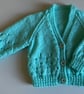 Turquoise Baby Cardigan, Newborn Cardigan, Handmade in the UK
