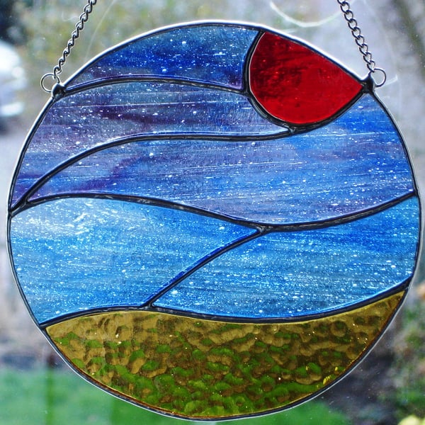 SAND AND SEA - STAINED GLASS SUNCATCHER