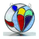 Moon Heart Stained Glass Suncatcher Rainbow 005