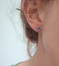Grey enamel earrings, Monochrome, Circle studs - Image 6