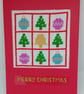 Handmade Cross Stitch Christmas Card – Trees, Baubles & Bell – 6 x 4 Inch - Image 2