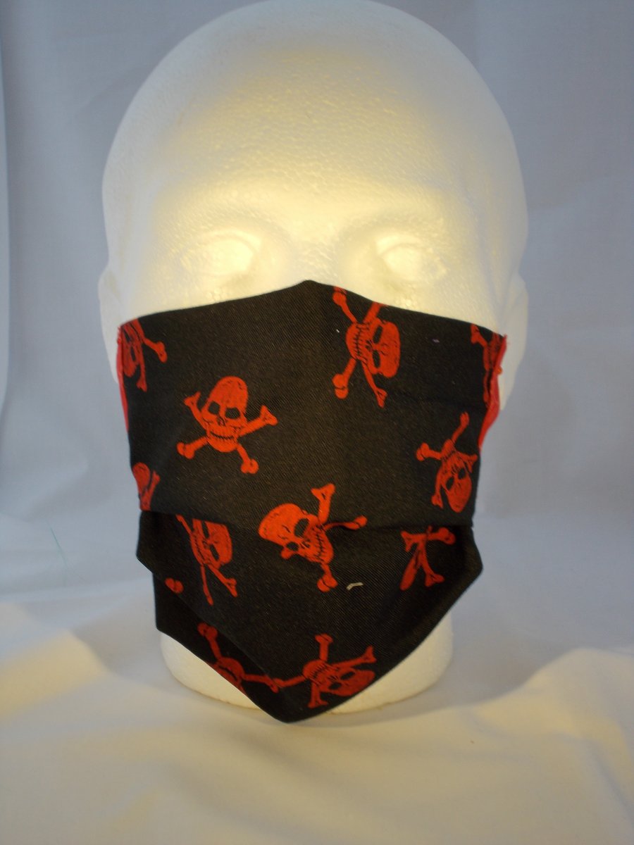 Adult Fabric Face Covering - Pirate Skull & Cross Bones
