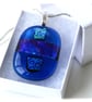Dichroic Glass Pendant 275 Blue Handmade with silver plated chain - Image 3