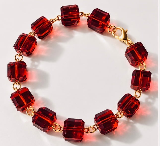 Ruby Red Vintage Glass Cube Bracelet