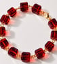 Ruby Red Vintage Glass Cube Bracelet
