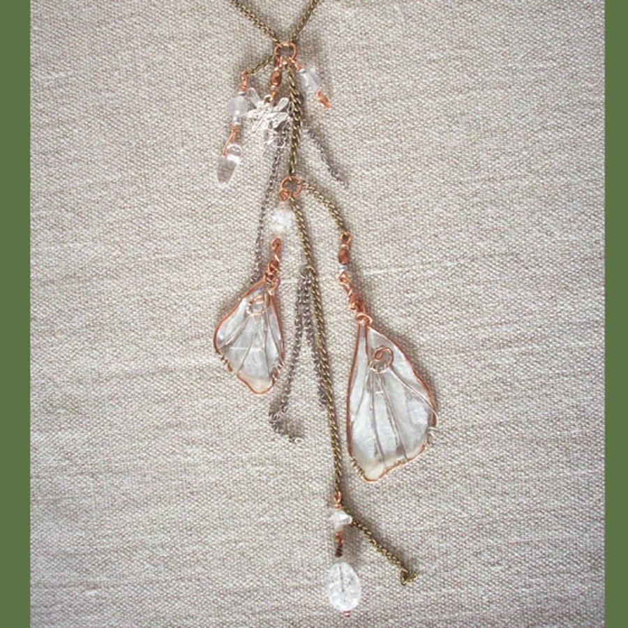 Fairy Wings Necklace Copper & Rock Crystal
