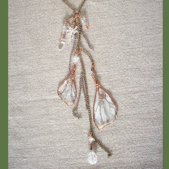 Fairy Wings Necklace Copper & Rock Crystal