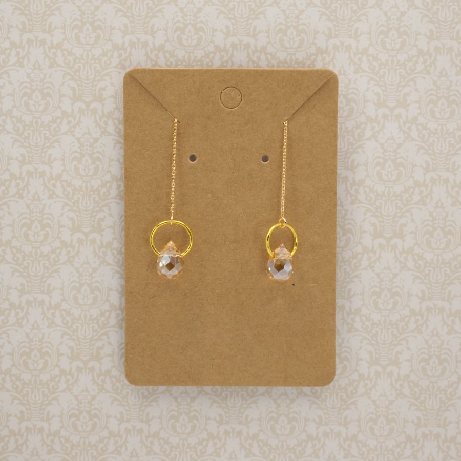 Champagne Crystal Drop Threader Earrings