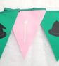 Wicked bunting colours - pink and green fabric bunting - Image 6
