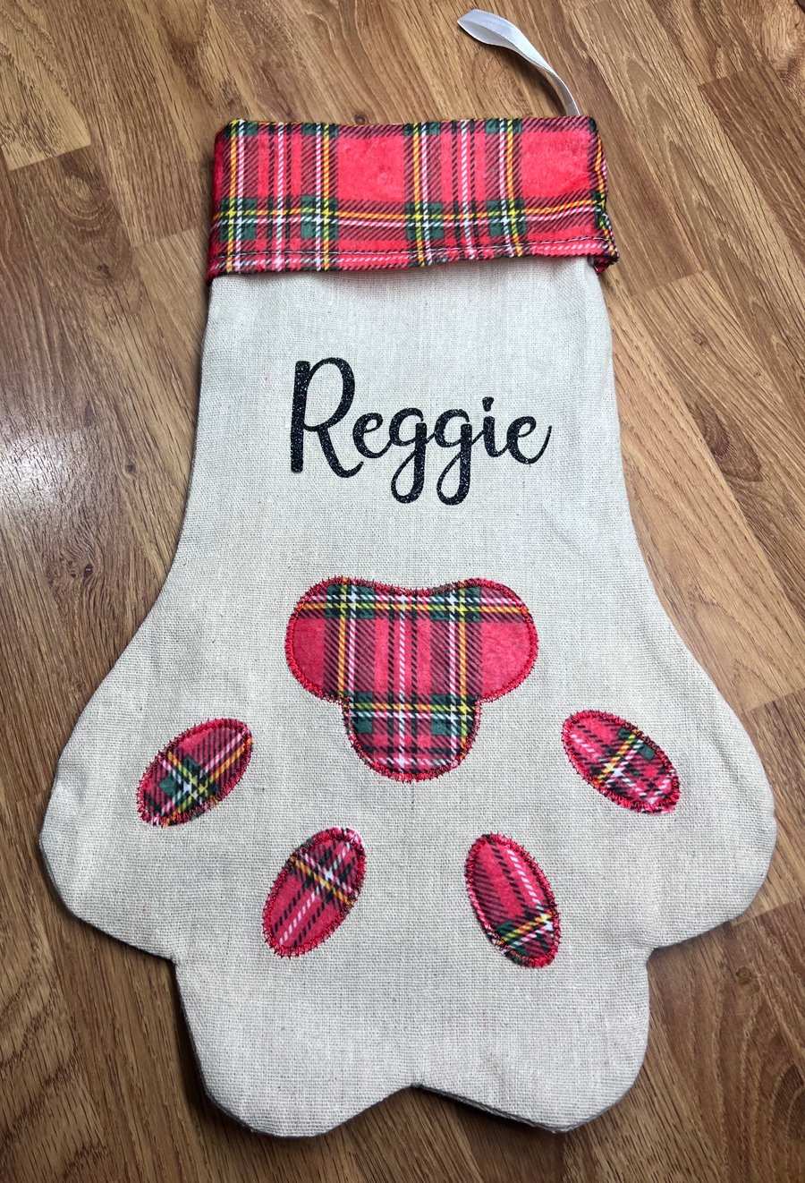 Personalised paw print stocking 