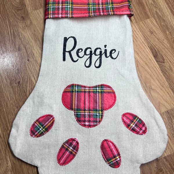 Personalised paw print stocking 