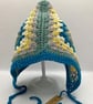 Granny Square Pixie Bonnet with Ties Egyptian Cotton Age 1-3 Years