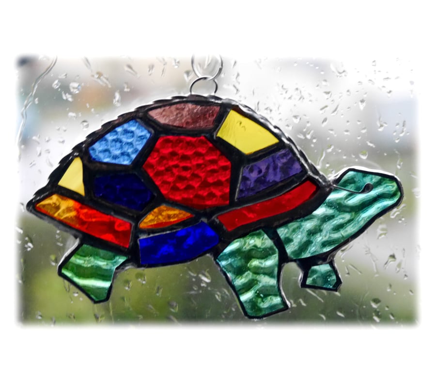 Suncatcher Stained Glass Tortoise Handmade Rainbow  016 Turtle 