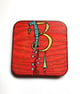 Up cycled hand painted letter B coaster