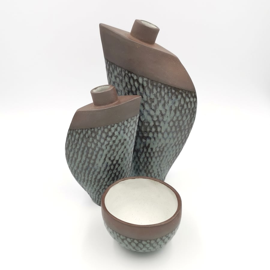Various Fish Scale Vases and Bowl, prices from 