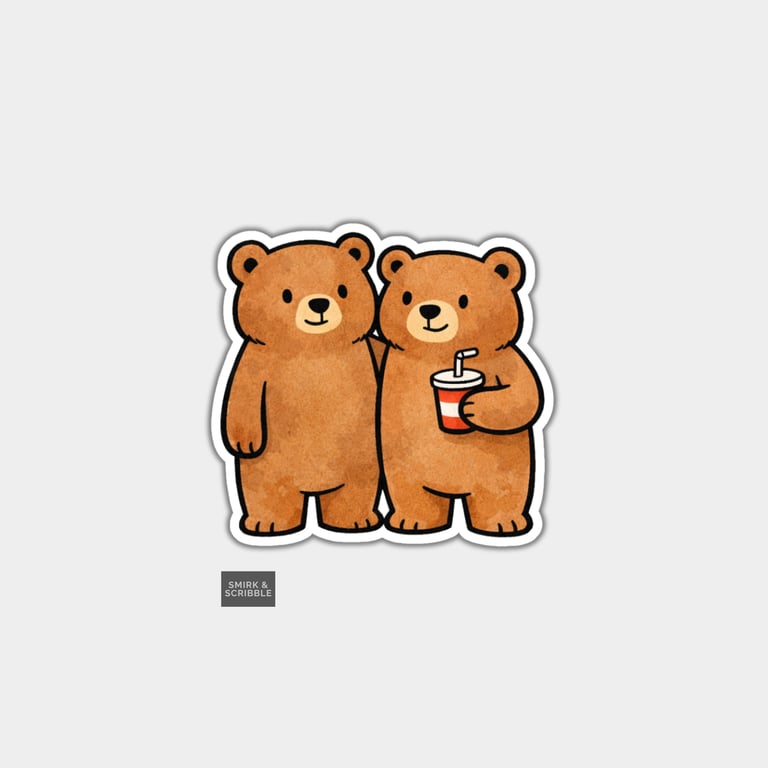 Funny Vinyl Sticker For Adults - Cute Bear Friends