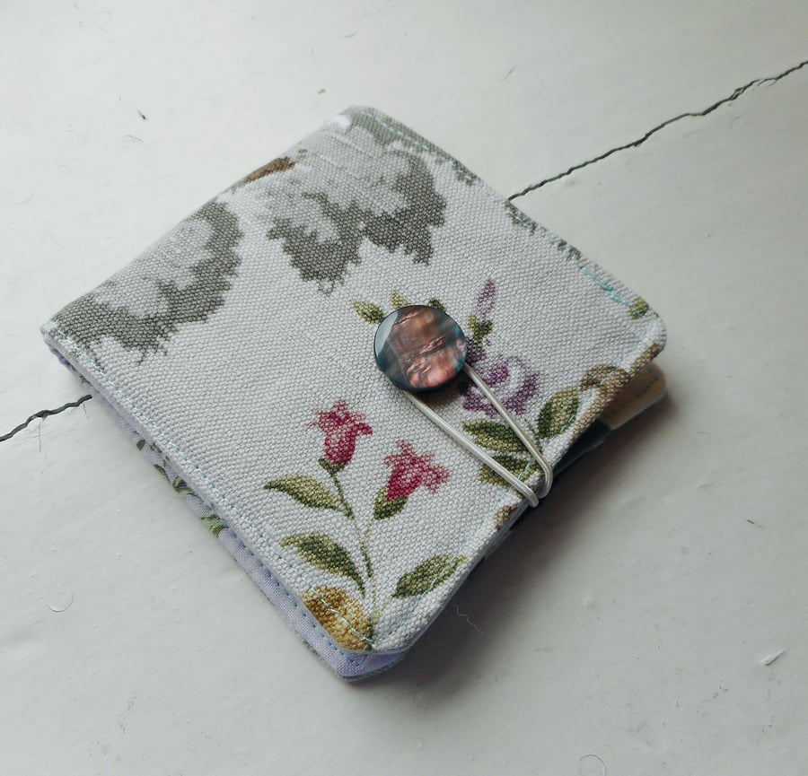 Recycled textile card or teabag wallet with cotton pockets