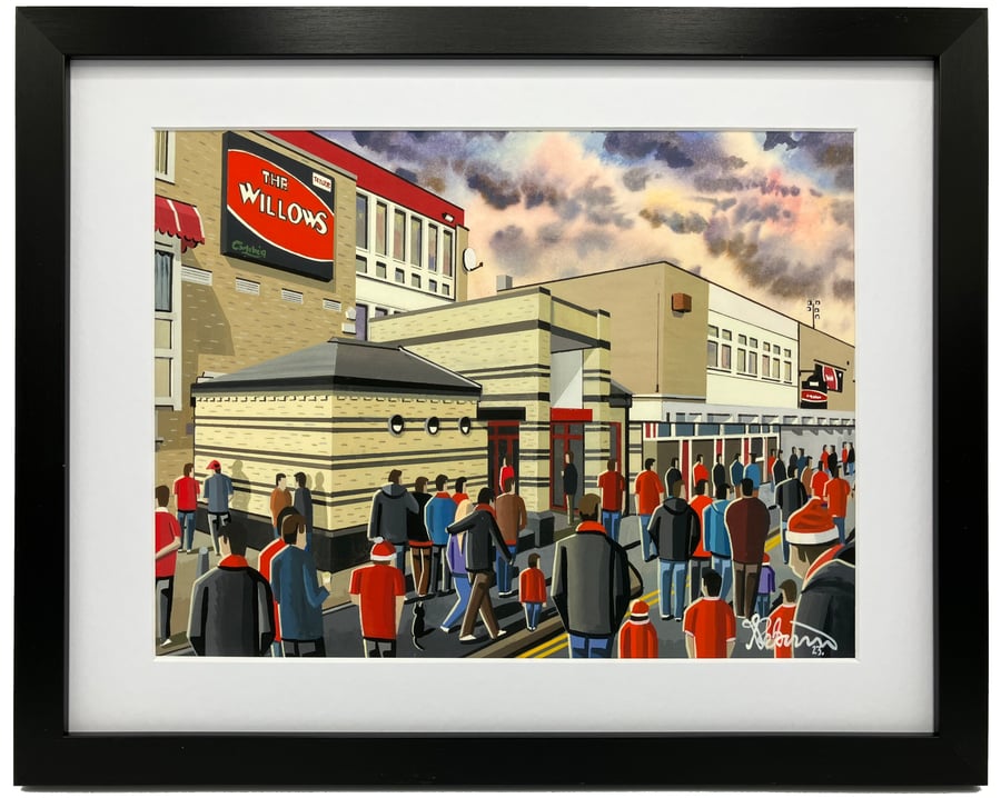 Salford, Retro The Willows Stadium, High Quality Framed Rugby Art Print.