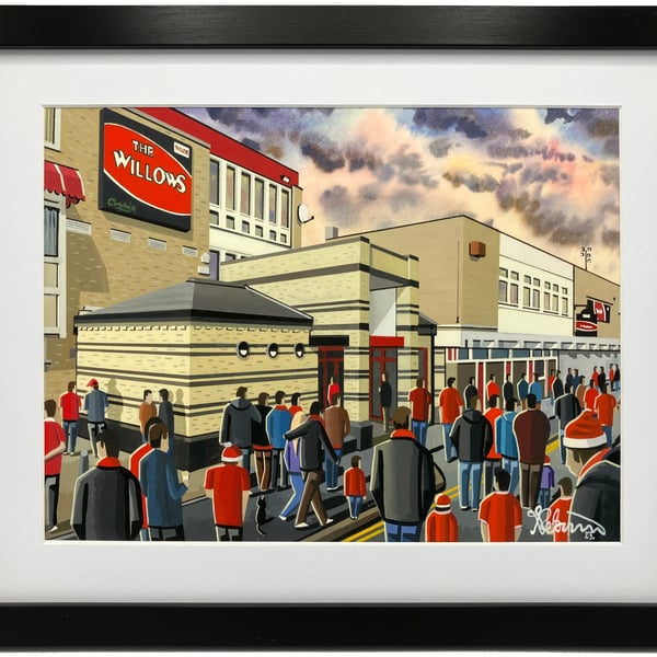 Salford, Retro The Willows Stadium, High Quality Framed Rugby Art Print.