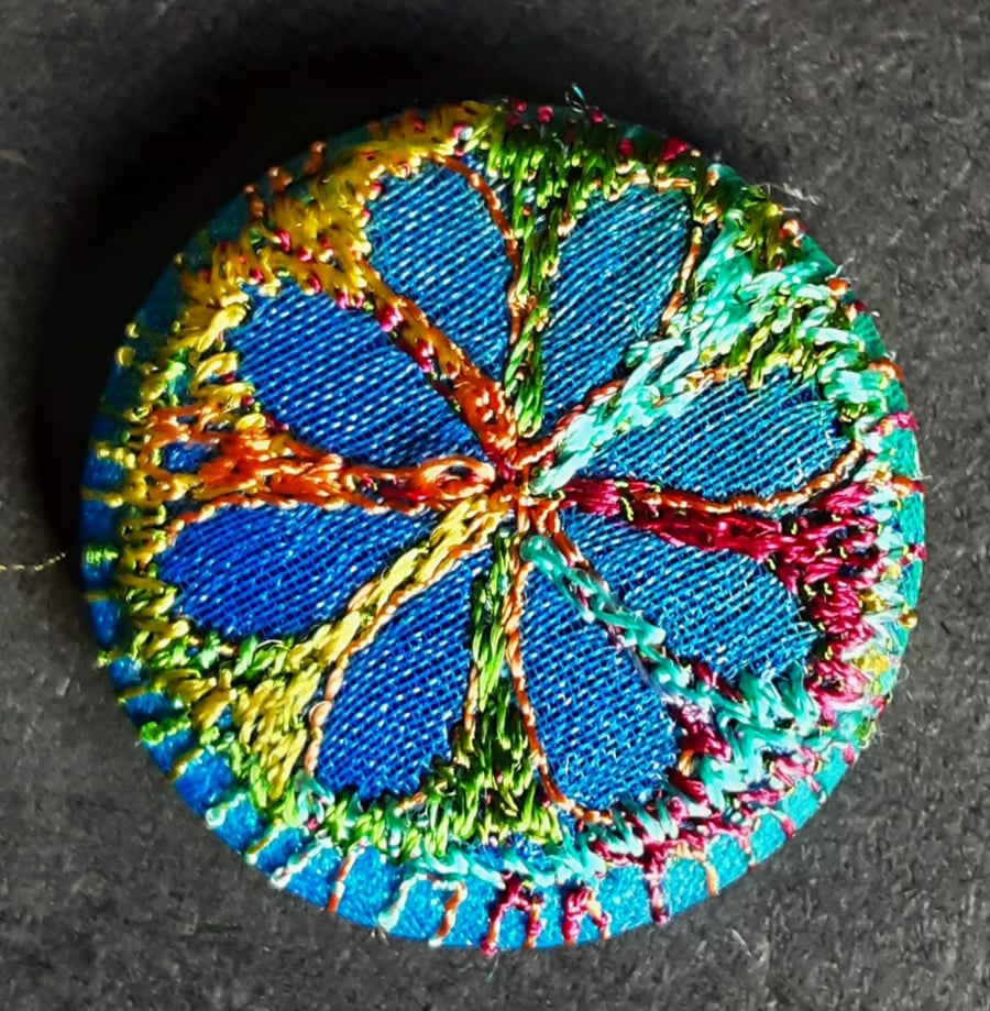Buttons 1 inch button Hand Dyed Silks and Cottons Free Machine Embroidery Button