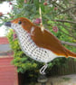 Fused Glass Song Thrush Garden Bird Ornament, British Wildlife